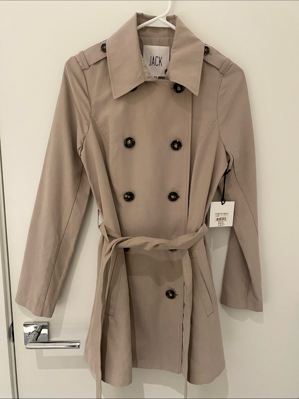 NWT Jack  (By BB Dakota) lightweight double breasted trench coat Beige Size XS